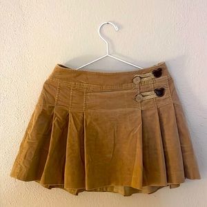 Cute Japanese Pleated Tan Winter Skirt, Size S